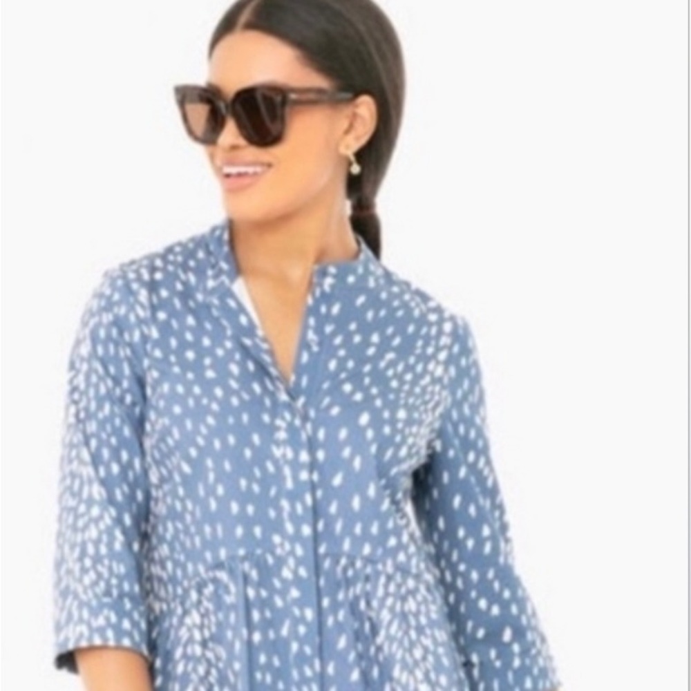 Tuckernuck Blue and White Antelope Patterned Dress